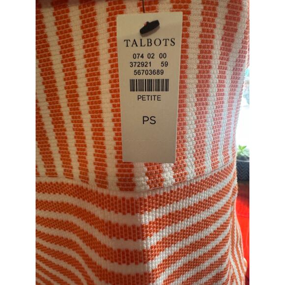 T by Talbots petite small nwt orange white stripe top long sleeve - Picture 3 of 6